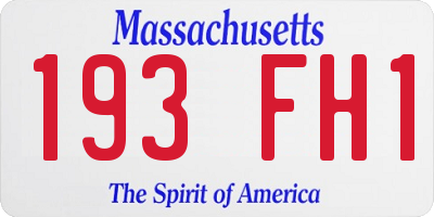 MA license plate 193FH1