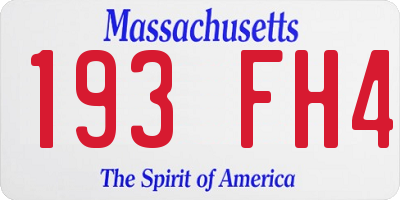 MA license plate 193FH4