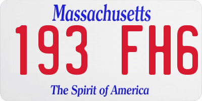 MA license plate 193FH6