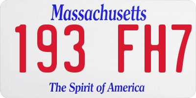 MA license plate 193FH7