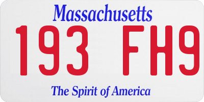MA license plate 193FH9
