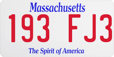 MA license plate 193FJ3