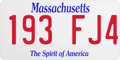 MA license plate 193FJ4