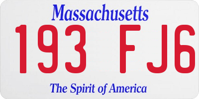 MA license plate 193FJ6