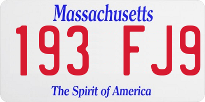MA license plate 193FJ9