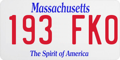 MA license plate 193FK0