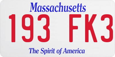 MA license plate 193FK3