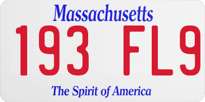 MA license plate 193FL9