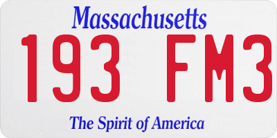 MA license plate 193FM3