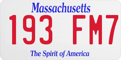 MA license plate 193FM7