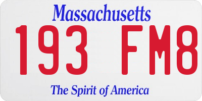 MA license plate 193FM8