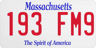 MA license plate 193FM9
