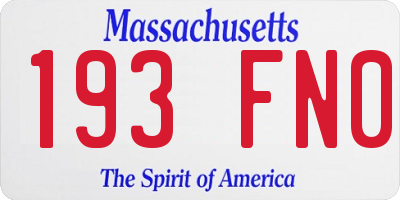 MA license plate 193FN0