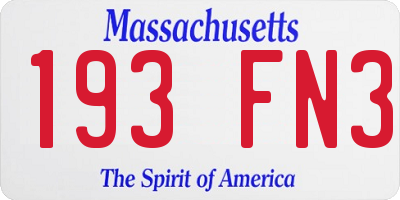 MA license plate 193FN3