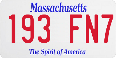 MA license plate 193FN7