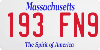 MA license plate 193FN9