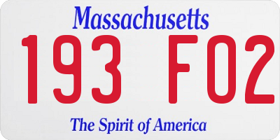 MA license plate 193FO2