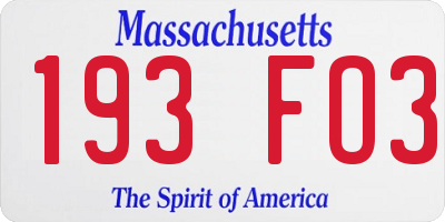 MA license plate 193FO3