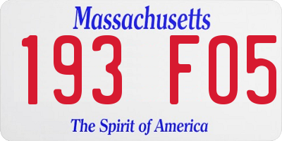 MA license plate 193FO5