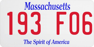MA license plate 193FO6