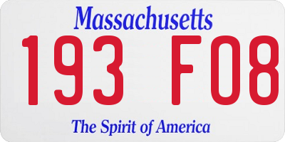 MA license plate 193FO8