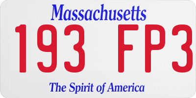 MA license plate 193FP3