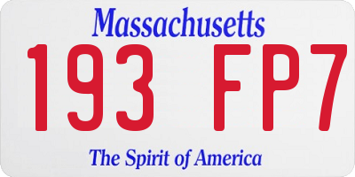 MA license plate 193FP7