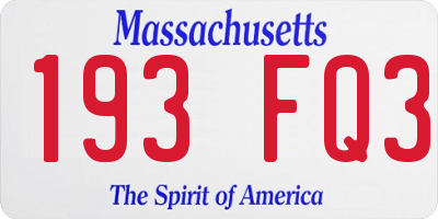 MA license plate 193FQ3