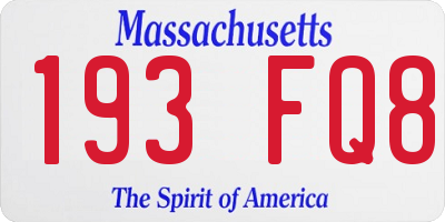 MA license plate 193FQ8
