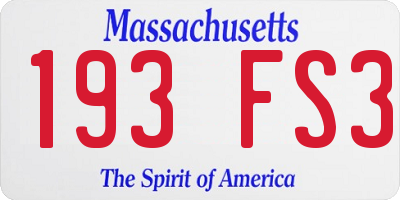 MA license plate 193FS3