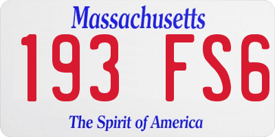 MA license plate 193FS6