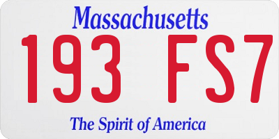 MA license plate 193FS7