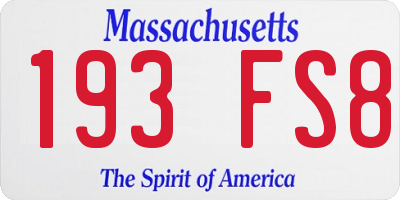 MA license plate 193FS8