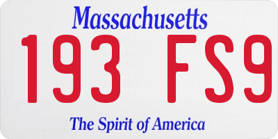 MA license plate 193FS9