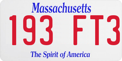 MA license plate 193FT3