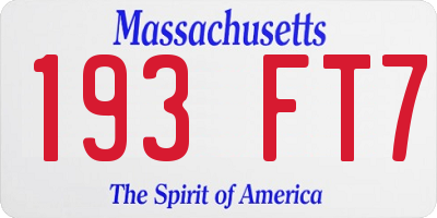 MA license plate 193FT7