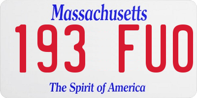 MA license plate 193FU0