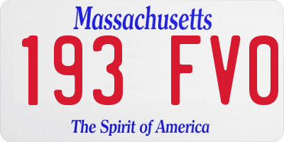 MA license plate 193FV0
