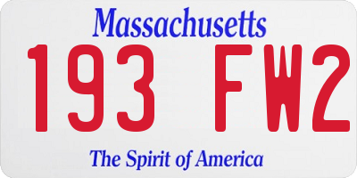 MA license plate 193FW2