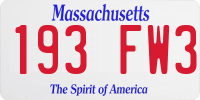 MA license plate 193FW3