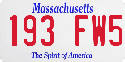 MA license plate 193FW5