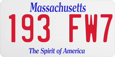 MA license plate 193FW7