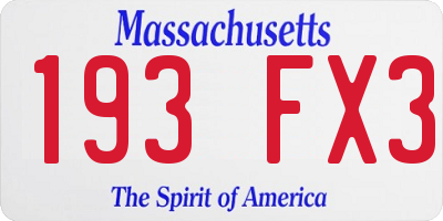 MA license plate 193FX3