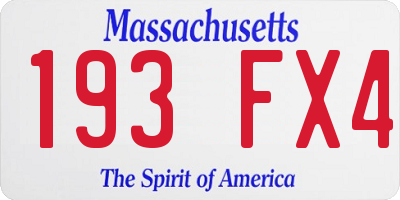 MA license plate 193FX4