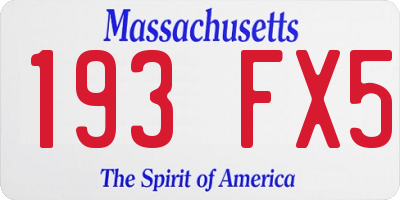 MA license plate 193FX5