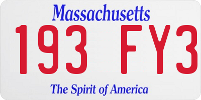 MA license plate 193FY3