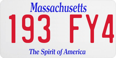 MA license plate 193FY4