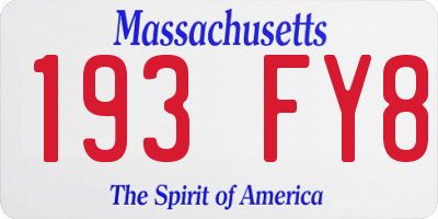 MA license plate 193FY8