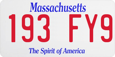 MA license plate 193FY9