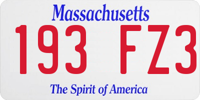 MA license plate 193FZ3